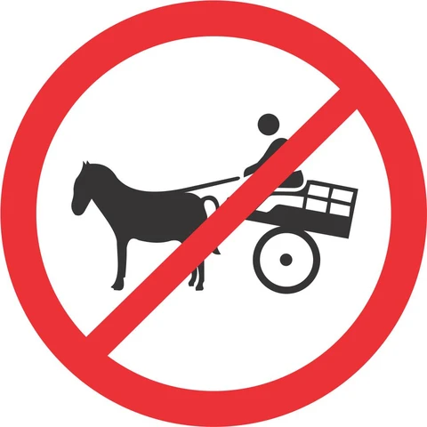 No Animal Drawn Vehicles road sign 