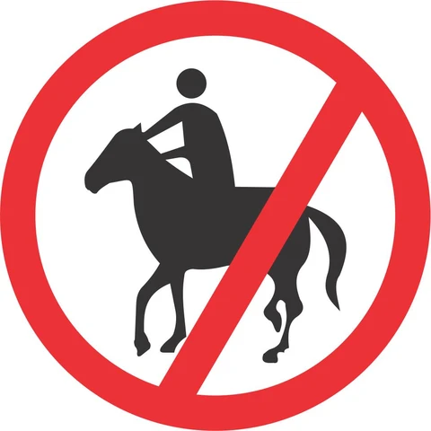 No Horses and Riders road sign 