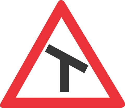 Skew T-Junction (Right) road sign