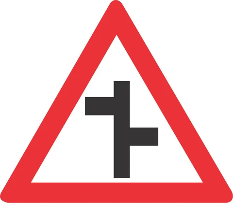 Staggered Junctions (R-L) road sign 