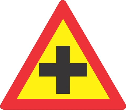 Temporary Crossroad road sign 