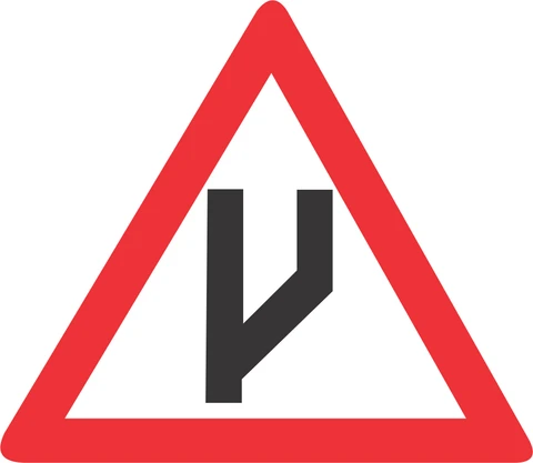 Beginning of dual roadway (straight on) road sign  