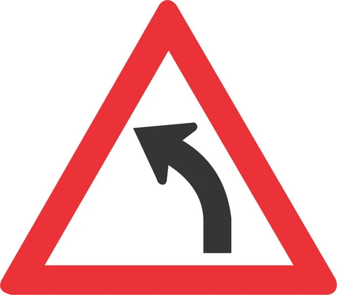 SABS Gentle Curve (Left) road sign