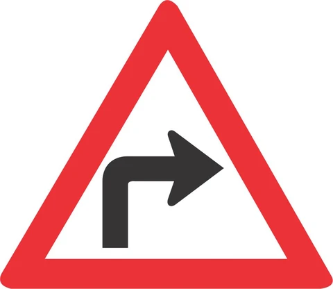 SABS Sharp Curve (Right) road sign 