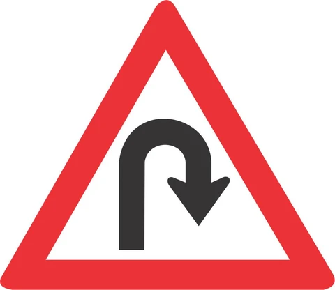 SABS Hairpin Bend (Right) road sign 