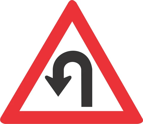 SABS Hairpin Bend (Left) road sign
