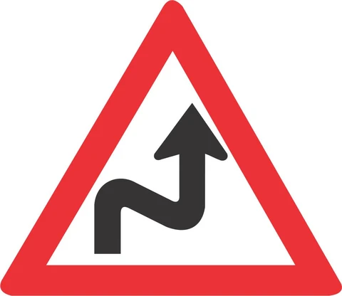 SABS Combined Curves (Right - Left) road sign