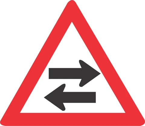 SABS Two - way traffic cross-road road sign 
