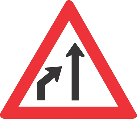 SABS Left lane ends road sign
