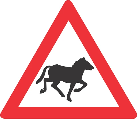 Domestic animals (horses) road sign 