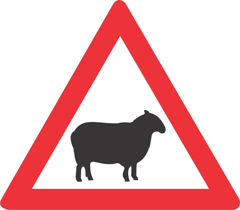 SABS Domestic animals (sheep) road sign 