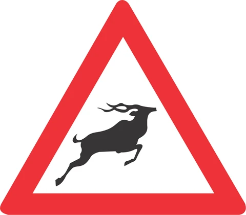 Wild animals ahead road sign